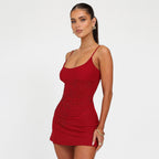 Rhinestone Sexy Suspenders Dress Backless Sleeveless Slim Fit Sexy Hip Bella Mia