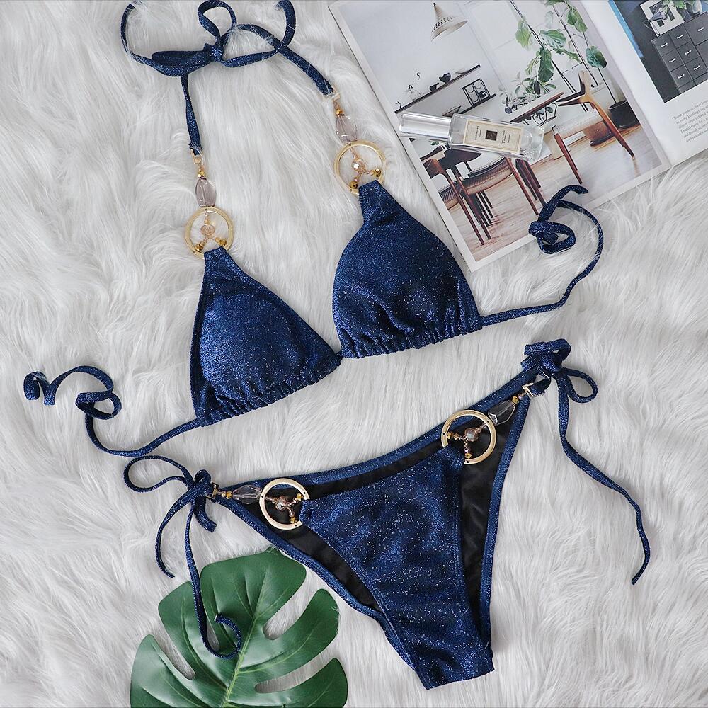 Sexy Bikini Handmade Beaded Swimsuit Crystal Diamond Split Women Swimsuit Guest Bella Mia