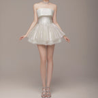 Women Clothing Spring Sexy Elegant Lady off Shoulder Tube Top Short Type Dress Women Bella Mia