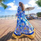 One Piece Swimsuit Cardigan Women Long Sleeve Printed Bikini Cover Up Robe Bella Mia