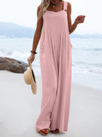 Women Clothing Summer Jumpsuit Ethnic Solid Color Wide Leg Jumpsuit Bella Mia
