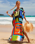 New Positioning Printing Beach Cover-up Sexy Cardigan Dress Beach Cover Up Bella Mia