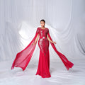 Women Clothing High End Long Sleeved round Neck Sequ Slim Fit Sheath Cocktail Fishtail Evening Dress Bella Mia