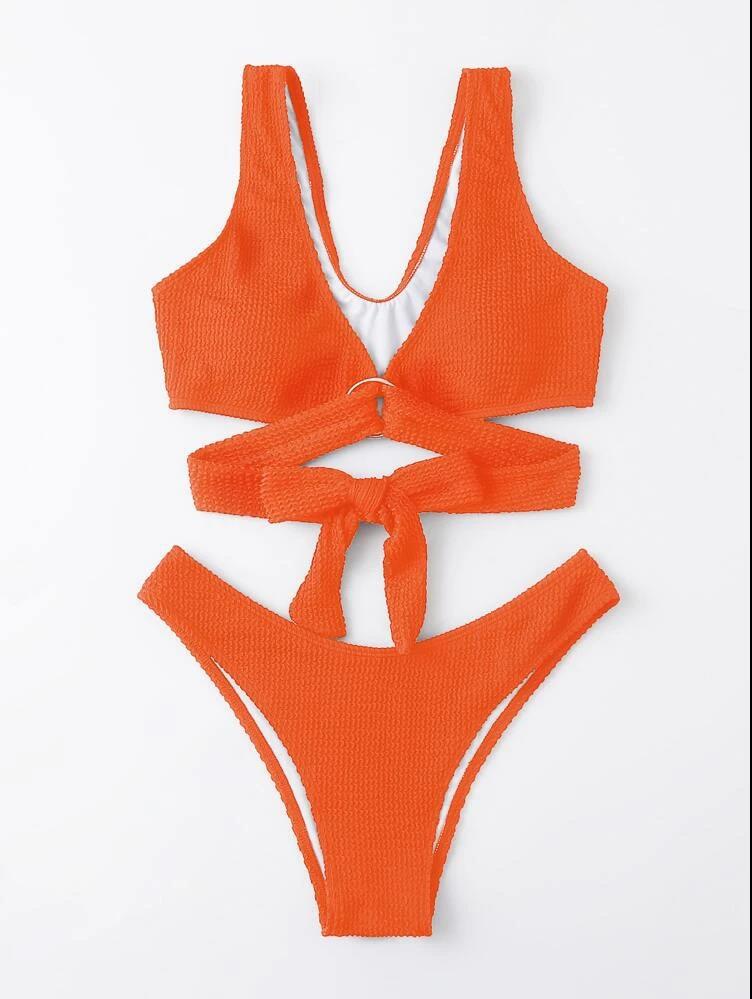 Split Solid Color Bikini Lace-up Sexy Women Swimsuit Bella Mia