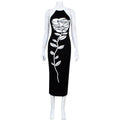 Sexy Sleeveless Halter Slim Print Dress Maxi Dress Women Bella Mia