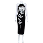 Sexy Sleeveless Halter Slim Print Dress Maxi Dress Women Bella Mia