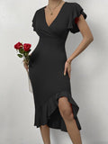 Wal Mart Spring Summer Sexy High Elastic Solid Color Women Dress Women Clothing