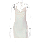 Fried Street Sexy Backless Hollow Out Cutout out Halter Slimming Short Women Dress Bella Mia