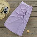 Solid Color Lace up Tube Top High Waist Bikini Skirt Three Piece Set Split Swimsuit for Women Bella Mia