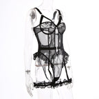 Sexy Lace Lace Cutout See through Sling One Piece Sexy Lingerie Jumpsuit with Leg Ring Bella Mia