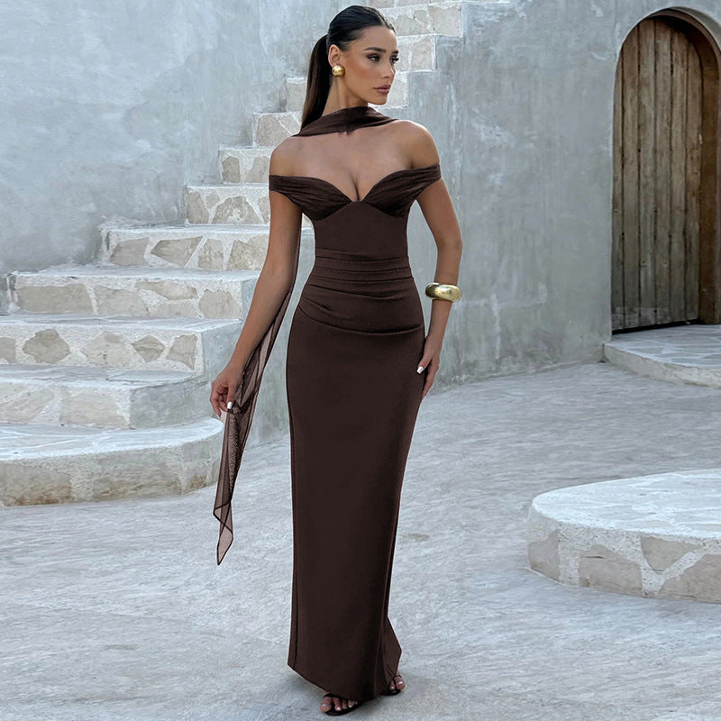 Women Clothing Summer Sexy Solid Color Ribbon Dress Women Bella Mia