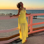 Mesh Ribbon Dress Cami Dress Sheath Fitted Waist Sexy Dress Bella Mia