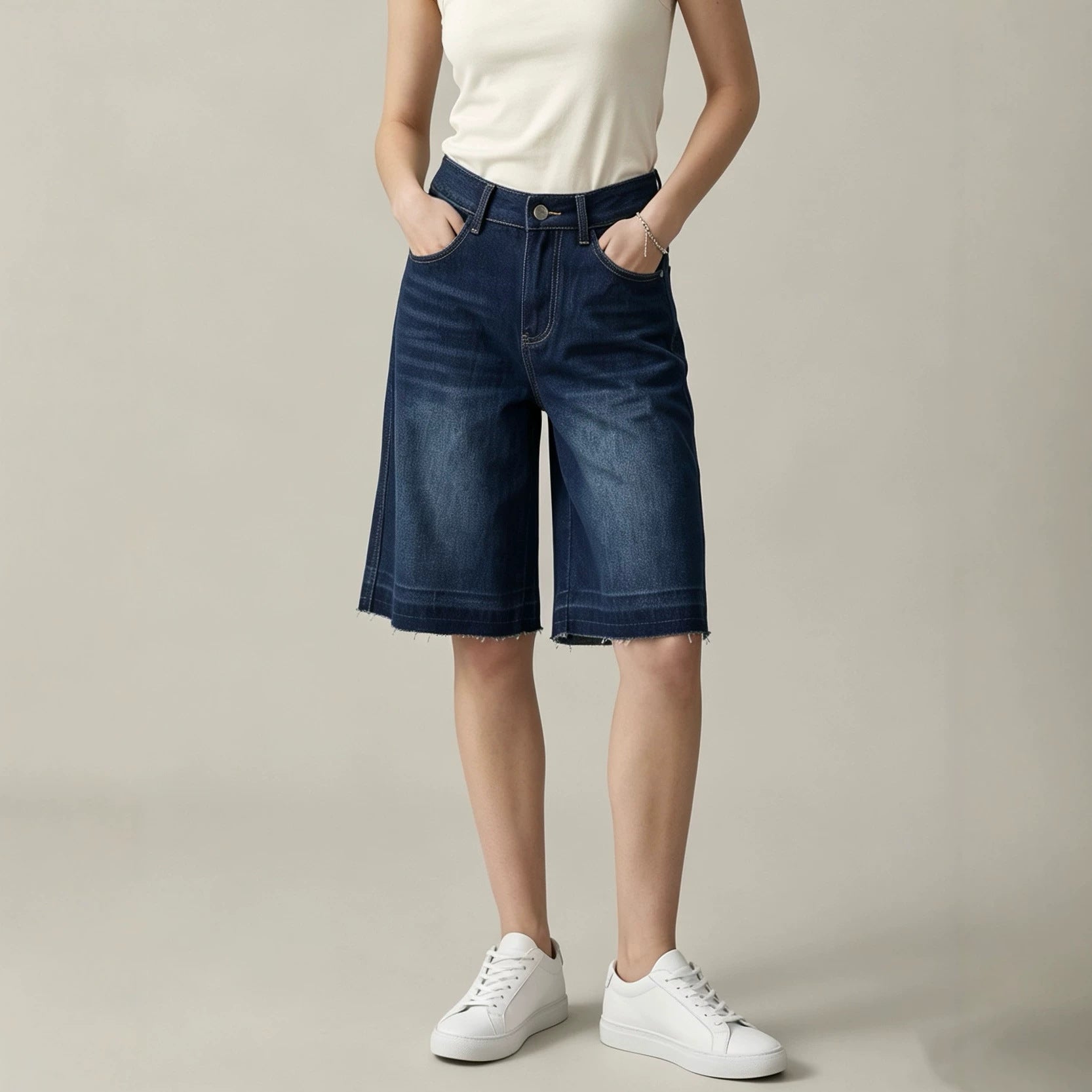 Retro Washed Loose Straight Spring Summer Women Denim Shorts