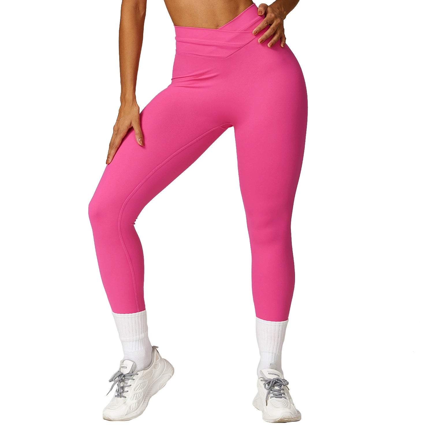 2024 Fashion Quick-Dry Hip Raise Skinny Yoga Pants Cross High Waist Fitness Pants Outwear Brushed Running Exercise Pants LUXLIFE BRANDS