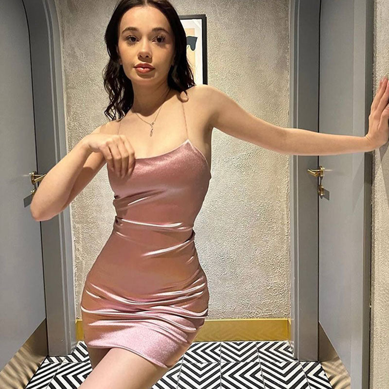 Beauty Women Sexy Backless Thin Lace up Waist Controlled Slimming Elegant Velvet Sexy Sling Hip Bella Mia