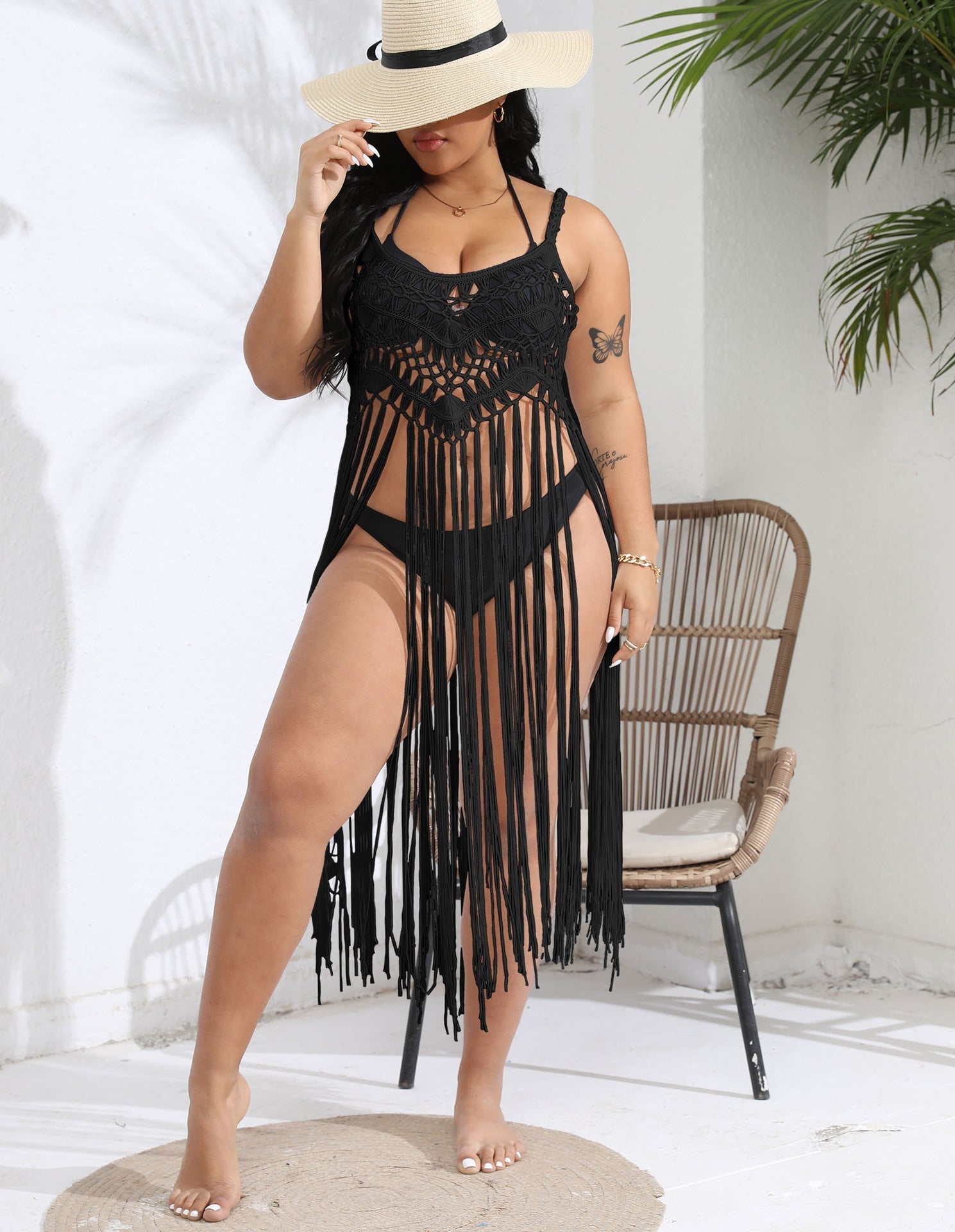 Women Beach Vacation Blouse Bikini Overclothes Tassel Patchwork Cami Dress Bella Mia