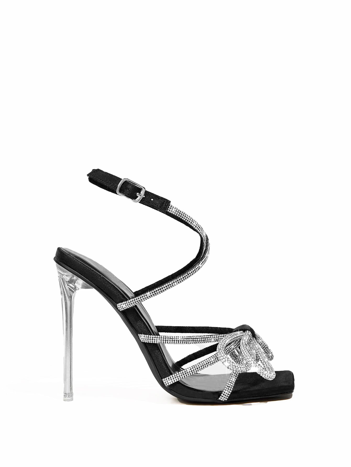 Summer High Heel Sandals Women Square Toe Rhinestone Bow Heels 11cm Stiletto Heel Women Bella Mia