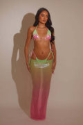 Sexy Three Piece Set Swimsuit Gradient Color Mesh Backless T Back Women Bella Mia