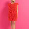 Irregular Asymmetric Ruffled Stitching See through Organza Sleeveless Sexy Dress Women Bella Mia