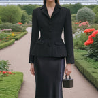 French Two Piece Set Autumn Waist Slimming Single Breasted Long Sleeve Elegant Skirt Set Women Bella Mia