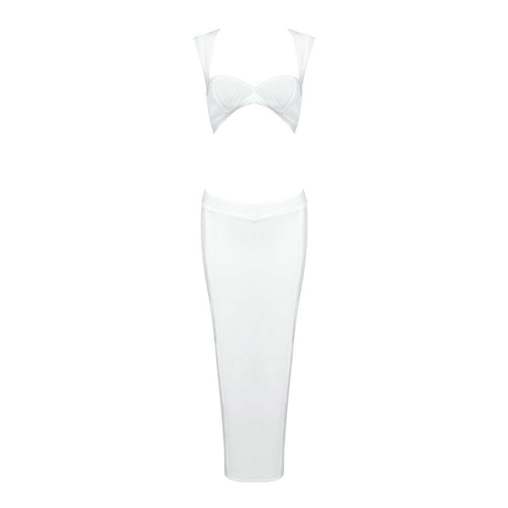 Summer White Dark Fringe Long Zipper Sexy Dress Cropped Outfit Sexy Women Clothing Bella Mia
