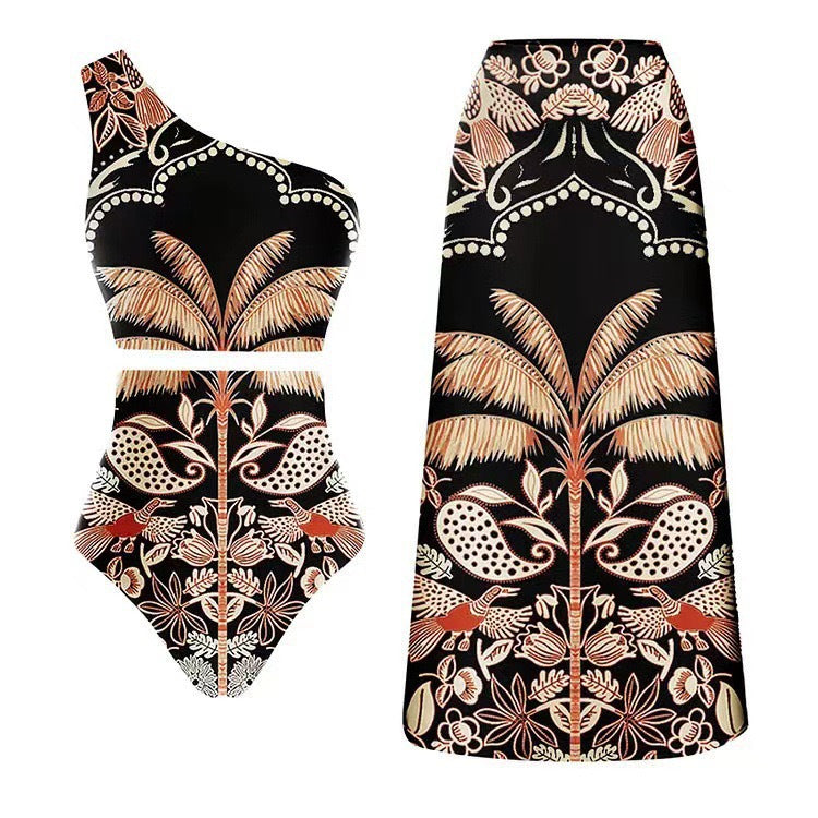 Lonkey Swimwear Retro Printed Mesh Trousers Conservative Swimwear Bikini Bella Mia