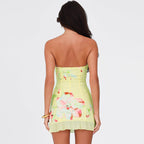 Spring Printed Sleeveless Tube Top Short Slim Sheath Dress Women Bella Mia