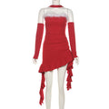 Winter Christmas Women Sexy Sexy Tube Top Neck Sling Long Cuff Irregular Asymmetric Dress Bella Mia