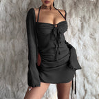 Lace-up Sexy Women Spring Summer New Solid Color Hollow-out Halter Tube Top Dress for Women Bella Mia