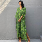 Leopard Print Long Cardigan Loose Beach Sun Protection Coat Beach Cover Up Swimsuit Outwear Women Bella Mia