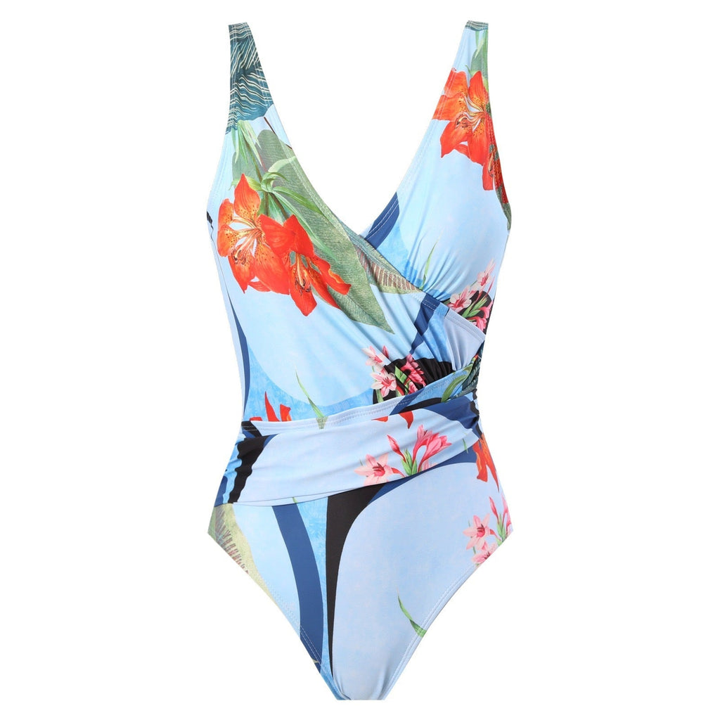 Two Piece Set Swimsuit Cross Belly Covering Printed Backless Sheath Dress Swimsuit Bella Mia