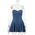 Summer Sheath A Line Sexy Tube Top Imitation Denim Dress Women Bella Mia