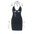 Sexy Lace Sling Dress Summer V neck Backless Lace up Sheath Dress Bella Mia