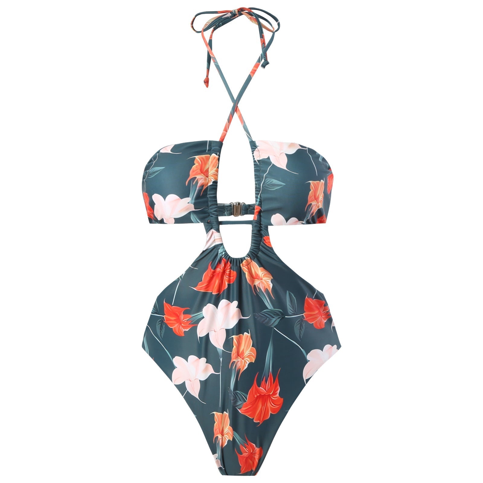 Sexy Double Sided One Piece Swimsuit Pleated Halter Bikini Suit Chiffon Dress Bella Mia