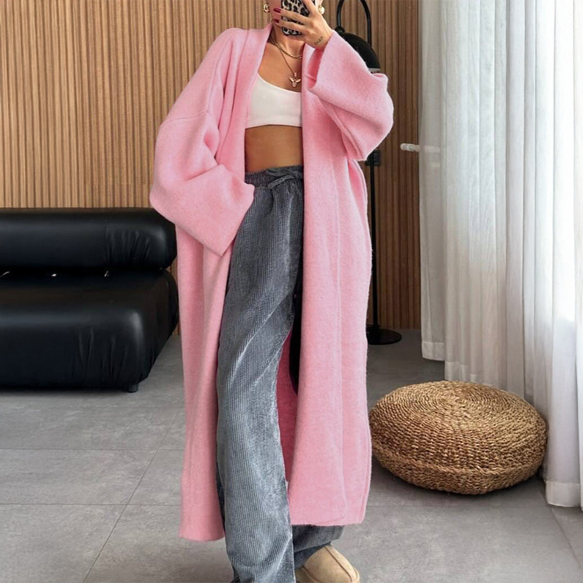 Long Sleeve Wool Overcoat Trench Coat Sweaters Women Clothing Autumn Winter Bella Mia