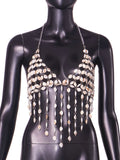 Pearl Handmade Vest Summer Beach Vacation Sexy Tassel Backless Chest Jewelry