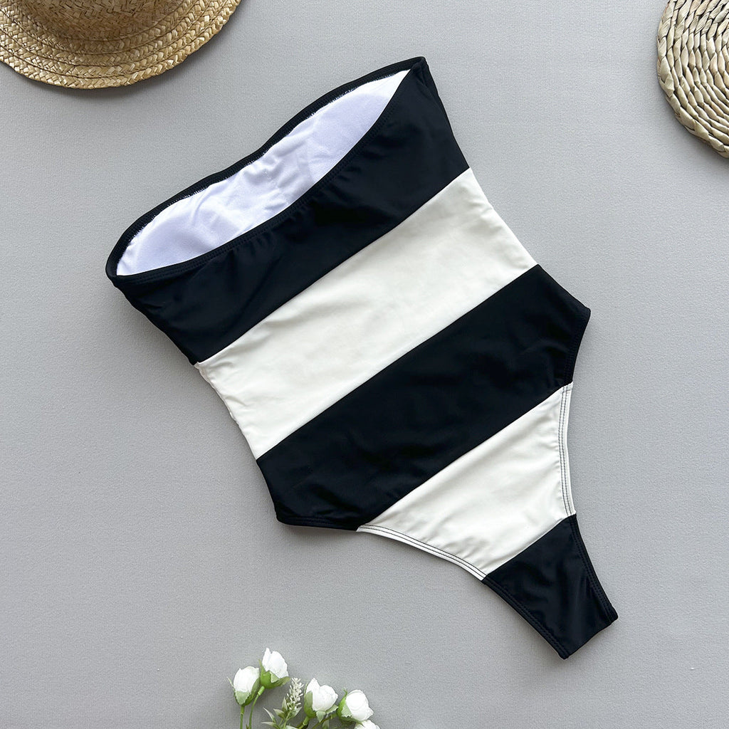 One Piece Swimsuit Women Bikini Lady Sexy Striped Swimwear Bikini Bella Mia