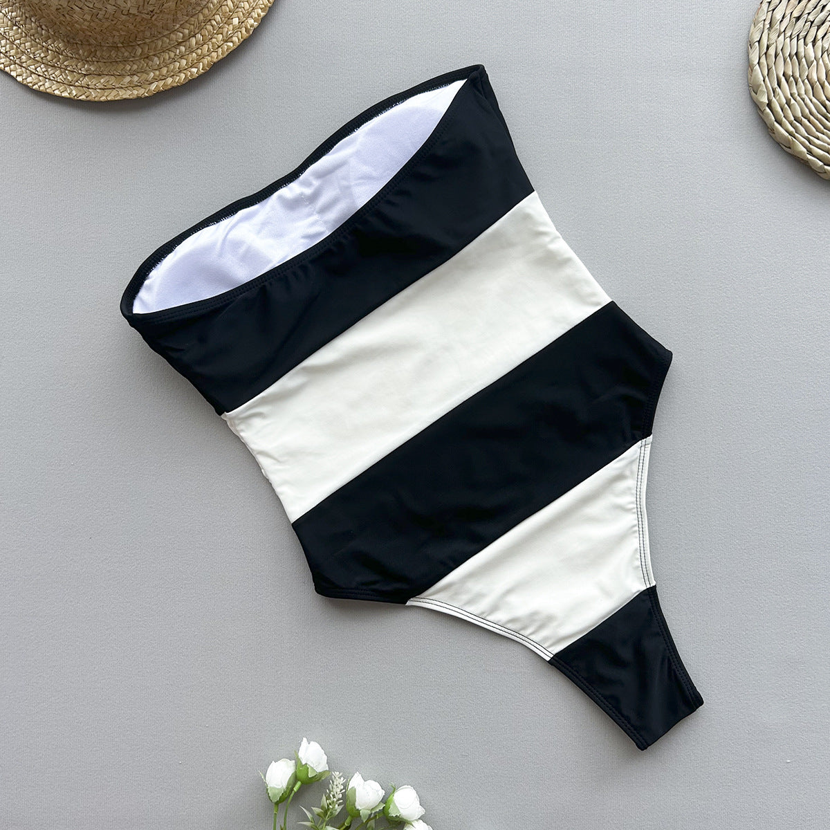 One Piece Swimsuit Women Bikini Lady Sexy Striped Swimwear Bikini Bella Mia