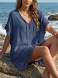 Women Dress Women Clothing Hand Crocheting Stitching Tied Loose Beach Beach Cover Up Bella Mia