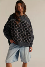 Autumn Winter Women Clothing Hooded Embroidery Stitching Sweater Pullover Casual Top Women Bella Mia
