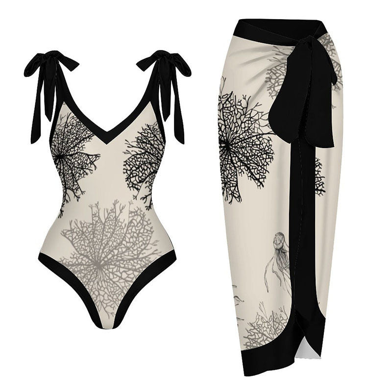 Siamese Conservative Cover Belly Thin Swimsuit Spring Bathing Suit Women Chiffon Beach Dress Bella Mia