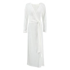 Autumn Comfort Loose Knitted Nightgown Breathable Long Sleeves Lace up Soft Outerwear Homewear Bella Mia