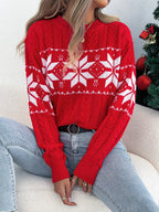 Fall Winter Snowflake Pattern Lantern Long Sleeve Pullover Women Clothing Christmas Bella Mia