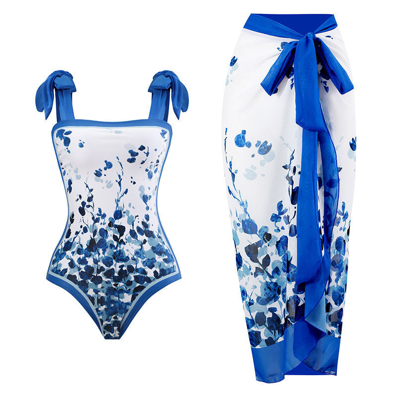 Retro Swimsuit Conservative One Piece Spring Swimsuit Suit Women Chiffon Blouse Bella Mia