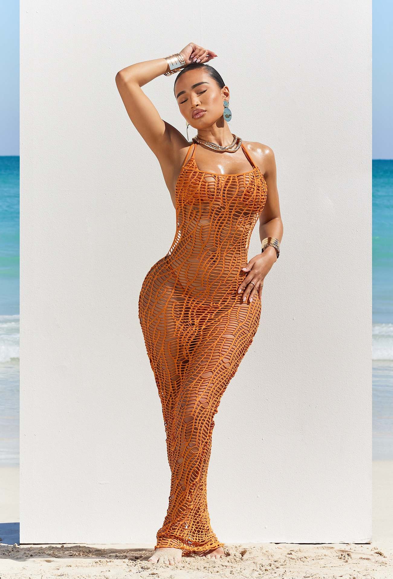 Women Sexy Cup Thong Hollow Out Cutout out Nude Back Halter Three Piece Beach Bella Mia