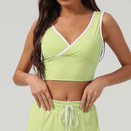 Cool Feeling Sun Protection Sports Vest Cross V neck Beauty Back Yoga Clothes Bra Contrast Color Fitness Clothes Vest with Pad Bella Mia