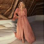 Sleeve Single Breasted Beach Cover-up Sexy Vacation Sun Protection Shirt Bikini Cover Bella Mia