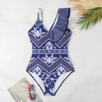 One Shoulder Ruffled One Piece Swimsuit Women Sexy Backless Print Swimwear Swimsuit Bella Mia