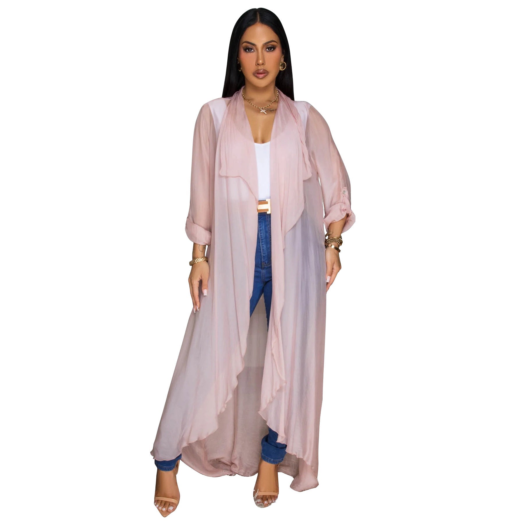 Europe Russia Women Casual Chiffon Shirt Long Cardigan Sunscreen Coat Bella Mia