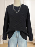Top Platform Women Clothing Diamond Plaid Jacquard Loose Fitting Idle Casual Pullover Sweater Bella Mia